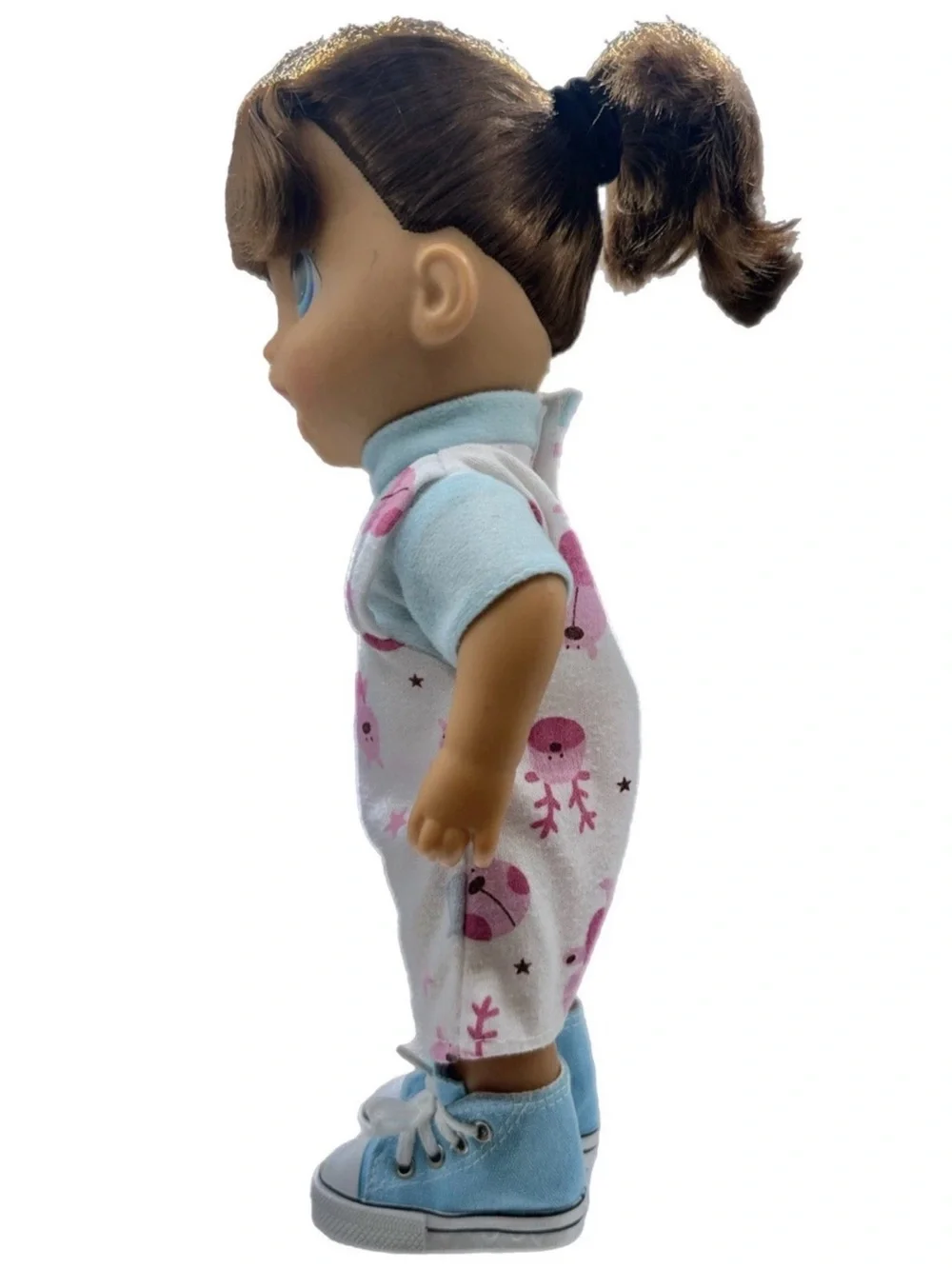 Dress-Up Baby Doll with Pink Floral Skirt and Blue Accessories